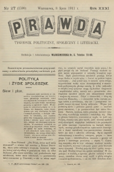 Prawda : tygodnik polityczny, społeczny i literacki. R.31, 1911, nr 27