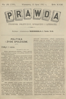 Prawda : tygodnik polityczny, społeczny i literacki. R.31, 1911, nr 28