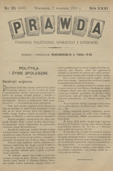 Prawda : tygodnik polityczny, społeczny i literacki. R.31, 1911, nr 35