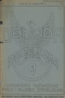 Dekada Strzelecka : czasopismo poświęcone pracy i służbie strzeleckiej. R.1, 1929, № 2