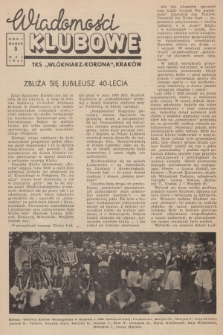 Wiadomości Klubowe TKS „Włókniarz-Korona” Kraków. R.1, 1957, nr 5