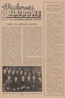 Wiadomości Klubowe TKS „Włókniarz-Korona” Kraków. R.1, 1957, nr 8