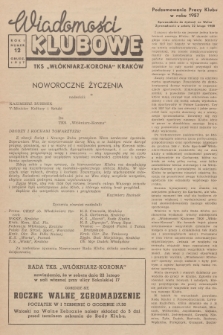 Wiadomości Klubowe TKS „Włókniarz-Korona” Kraków. R.1, 1957, nr 12