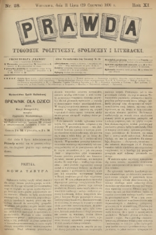 Prawda : tygodnik polityczny, społeczny i literacki. R.11, 1891, nr 28