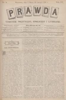 Prawda : tygodnik polityczny, społeczny i literacki. R.15, 1895, nr 9