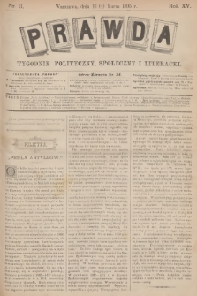 Prawda : tygodnik polityczny, społeczny i literacki. R.15, 1895, nr 11
