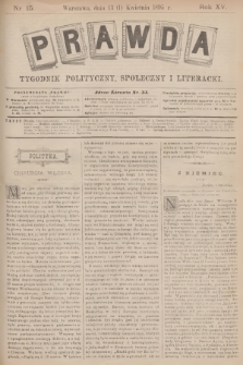 Prawda : tygodnik polityczny, społeczny i literacki. R.15, 1895, nr 15