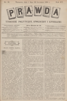 Prawda : tygodnik polityczny, społeczny i literacki. R.15, 1895, nr 18