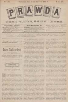Prawda : tygodnik polityczny, społeczny i literacki. R.15, 1895, nr 24