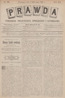 Prawda : tygodnik polityczny, społeczny i literacki. R.15, 1895, nr 29