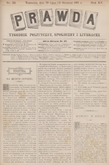 Prawda : tygodnik polityczny, społeczny i literacki. R.15, 1895, nr 32