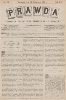 Prawda : tygodnik polityczny, społeczny i literacki. R.15, 1895, nr 33