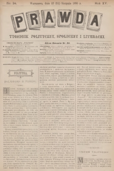 Prawda : tygodnik polityczny, społeczny i literacki. R.15, 1895, nr 34