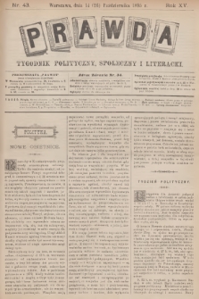 Prawda : tygodnik polityczny, społeczny i literacki. R.15, 1895, nr 43