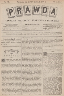 Prawda : tygodnik polityczny, społeczny i literacki. R.15, 1895, nr 48