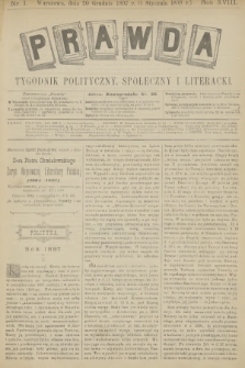 Prawda : tygodnik polityczny, społeczny i literacki. R.18, 1898, nr 1