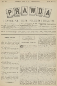 Prawda : tygodnik polityczny, społeczny i literacki. R.18, 1898, nr 53