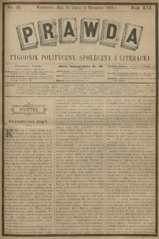Prawda : tygodnik polityczny, społeczny i literacki. R.18, 1899, nr 31
