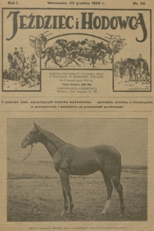 Jeździec i Hodowca. R.1, 1922, nr 52