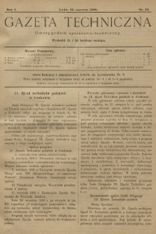 Gazeta Techniczna : dwutygodnik społeczno-techniczny. R.1, 1898, nr 10 + wkładka