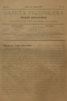 Gazeta Techniczna : dwutygodnik społeczno-techniczny. R.2, 1899, nr 4
