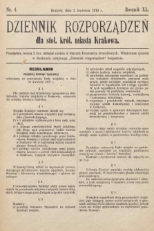 Dziennik Rozporządzeń dla Stoł. Król. Miasta Krakowa. 1919, nr 4