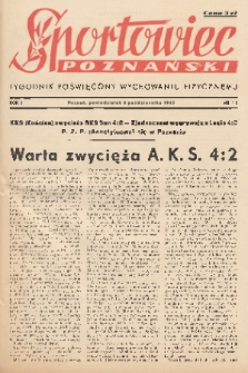 Sportowiec Poznański : tygodnik poświęcony wychowaniu fizycznemu. R.1, 1945, nr 11
