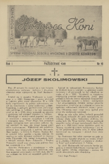 Hodowca Koni : czasopismo dla spraw hodowli, doboru, wychowu i sportu konnego. R.1, 1946, nr 10