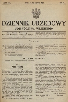 Dziennik Urzędowy Województwa Wileńskiego. 1927, nr 14
