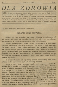 Dla Zdrowia. R.2, 1935, nr 7