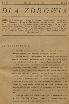 Dla Zdrowia. R.2, 1935, nr 10