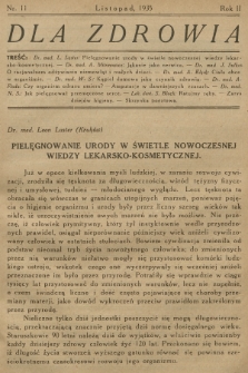 Dla Zdrowia. R.2, 1935, nr 11