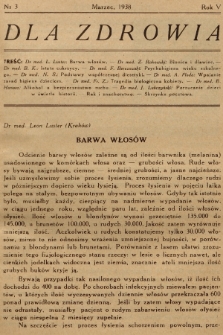 Dla Zdrowia. R.5, 1938, nr 3