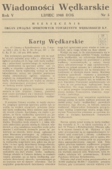 Wiadomości Wędkarskie : organ Związku Sportowych Towarzystw Wędkarskich R.P. R.5, 1948, nr 5