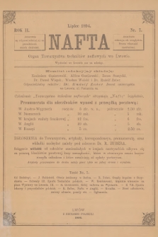 Nafta : organ Towarzystwa Techników Naftowych we Lwowie. R.2, 1894, nr 7