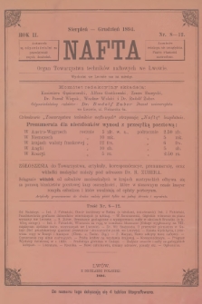 Nafta : organ Towarzystwa Techników Naftowych we Lwowie. R.2, 1894, nr 8-12