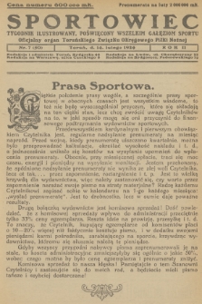 Sportowiec : tygodnik ilustrowany, poświęcony wszelkim gałęziom sportu : oficjalny organ Toruńskiego Związku Okręgowego Piłki Nożnej. R.2, 1924, nr 7