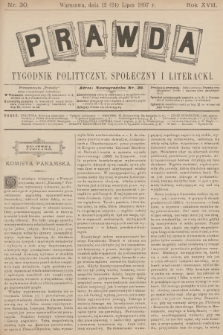 Prawda : tygodnik polityczny, społeczny i literacki. R.17, 1897, nr 30
