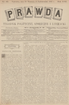 Prawda : tygodnik polityczny, społeczny i literacki. R.17, 1897, nr 40