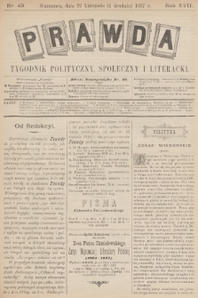 Prawda : tygodnik polityczny, społeczny i literacki. R.17, 1897, nr 49