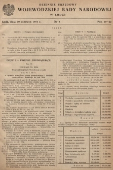 Dziennik Urzędowy Wojewódzkiej Rady Narodowej w Łodzi. 1954, nr 4
