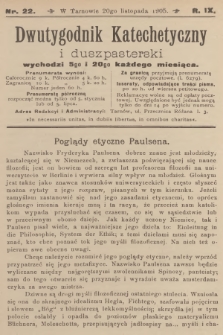 Dwutygodnik Katechetyczny i Duszpasterski. R.9, 1905, nr 22