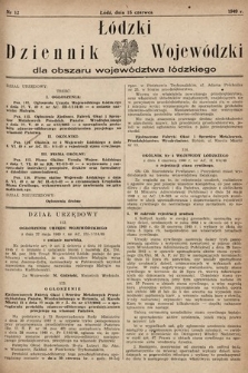 Łódzki Dziennik Wojewódzki dla Obszaru Województwa Łódzkiego. 1949, nr 12
