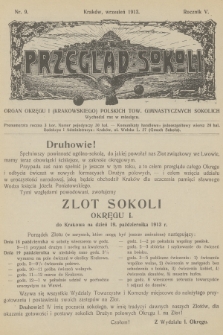 Przegląd Sokoli : organ Okręgu I (Krakowskiego) Polskich Tow. Gimnastycznych Sokolich. R.5, 1913, nr 9