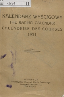 Kalendarz Wyścigowy. 1931