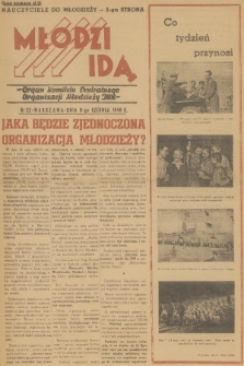 Młodzi Idą : organ Komitetu Centralnego Organizacji Młodzieży TUR. 1948, nr 22
