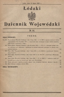 Łódzki Dziennik Wojewódzki. 1930, nr 14