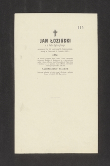 Jan Łoziński : c. k. Radca Sądu wyższego, [...] zasnął w Panu dnia 1 Grudnia 1896 r.