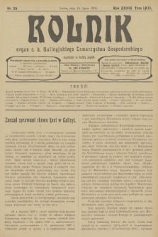 Rolnik : organ c. k. Galicyjskiego Towarzystwa Gospodarskiego. R.39, T.71, 1906, nr 29 + dod.