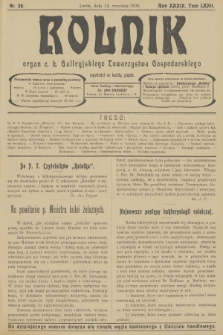 Rolnik : organ c. k. Galicyjskiego Towarzystwa Gospodarskiego. R.39, T.72, 1906, nr 38 + dod.